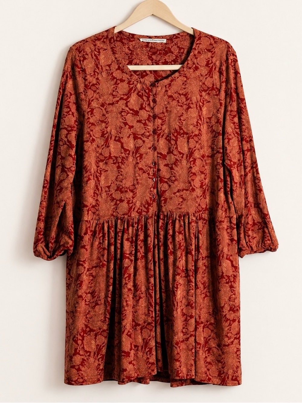 Peruvian Connection Fresco Floral Red Tunic Cotton L - Picture 3 of 8